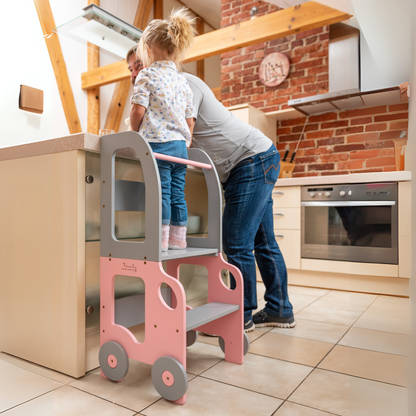 Montessori učící věž s motivem auta 3v1