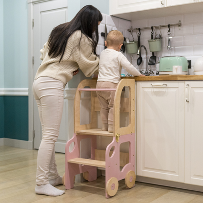 Montessori učící věž s motivem auta 3v1