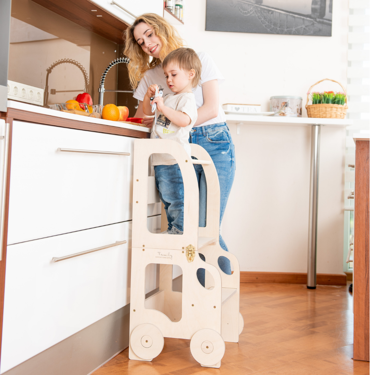 Montessori učící věž s motivem auta 3v1