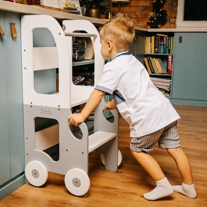 Montessori učící věž s motivem auta 3v1