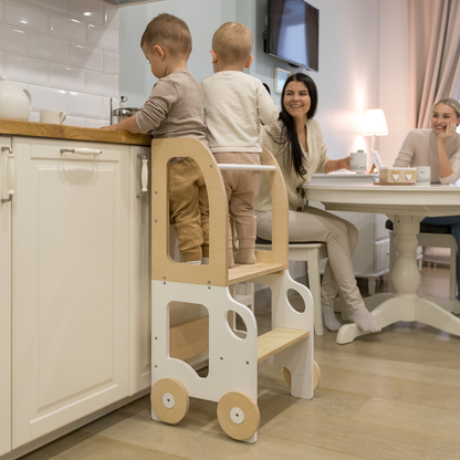 Montessori učící věž s motivem auta 3v1