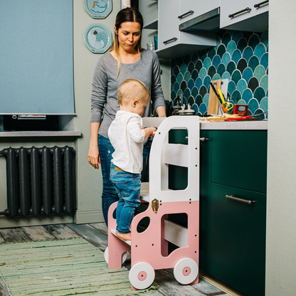 Montessori učící věž s motivem auta 3v1