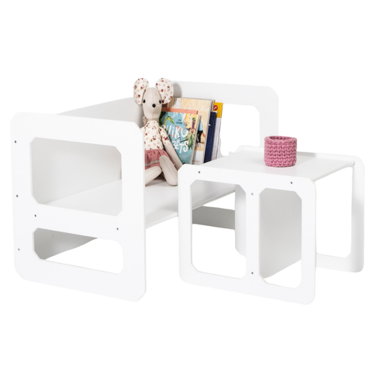 Montessori jídelní set pro děti – stůl a 1 židle