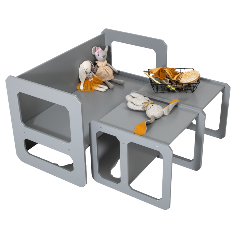 Montessori jídelní set pro děti – stůl a 2 židle